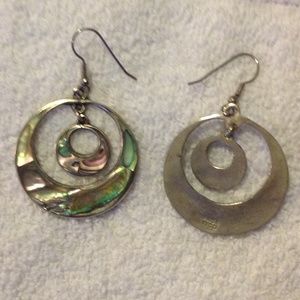 Sterling Silver Abalone Hoop Earrings
